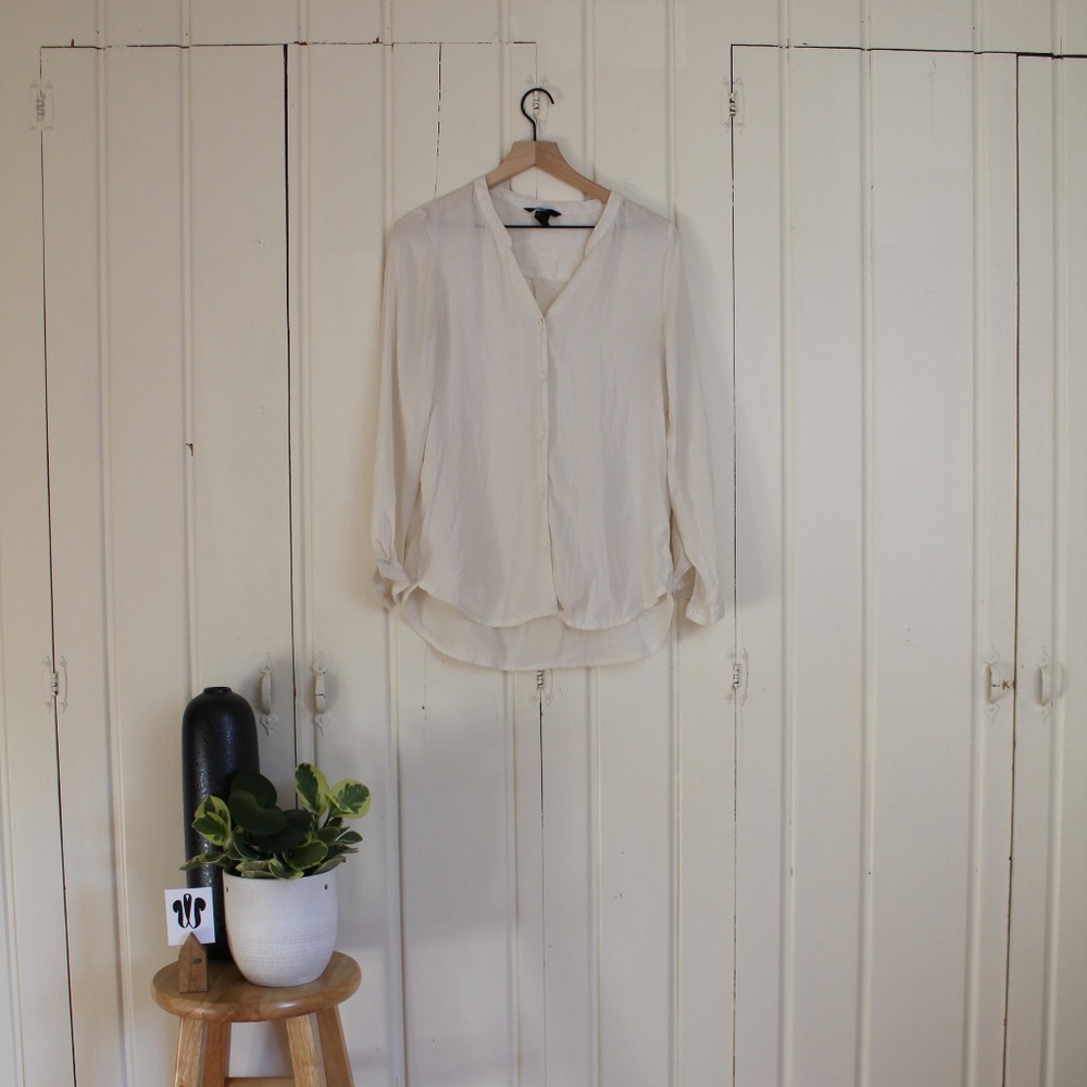 Cream H & M Button Down Blouse